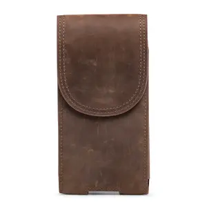 Hengwin Genuine Leather Belt Clip Phone Holster for Men, Brown Vertical Carry Pouch Case Fits Samsung Galaxy S25 S24 S23 S22 S21 Ultra, iPhone 16 15 14 13 12 11 Pro Max, Cellphone Holder Waist Carrier for Work, Travel, or Everyday Use