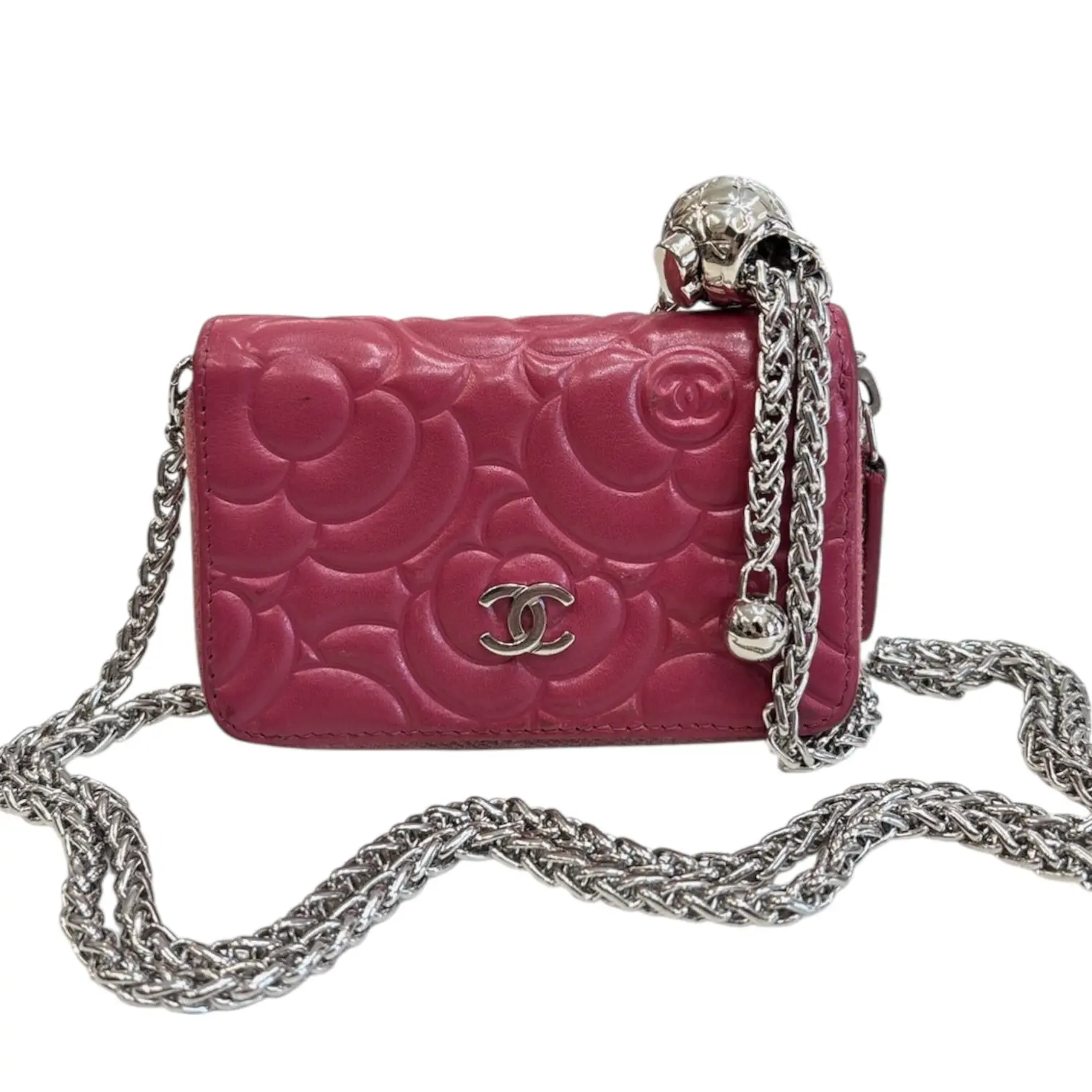 Pre-owned CHANEL Leather Crossbody Bags Mulberry Camellia Lambskin Compact Zip Wallet