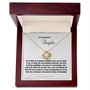 To My Daughter Necklace Gift From Dad And Mom, Daughter Gift, Inspirational Strength Gift, Daughter Necklace, Love Knot