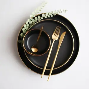 Marcel Ardani 'The Luxury Collection' Black & Gold Dinnerware Set – 4-Piece Ceramic Elegance