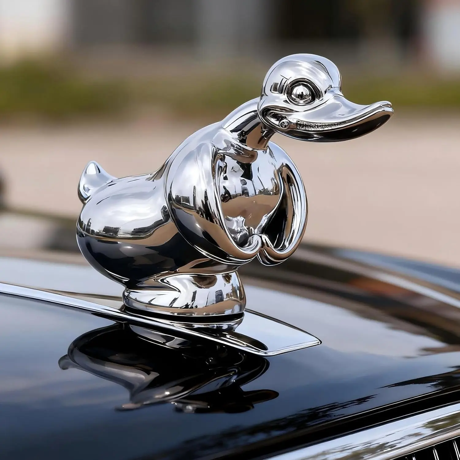 Angry Duck Hood Ornament, 3D Car Chromed Metal Hood Decorate Electroplating Black/Silver Color Polished High Shine, Cute for Car, Desktop, Cabinet, Bar (Light Silver) Angry Rubber Duck Hood Ornament, Cute Stuff for Car Decorations