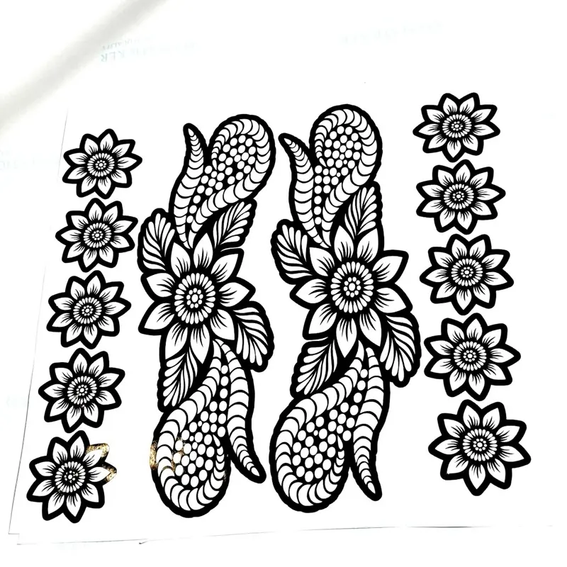 Henna Stencil Template Sticker - Single Temporary Tattoo Tool, Compatible with Henna Paste & Sparkly Glitter, for Backhand & Finger Designs, Beauty & Personal Care Skincare Tool with Strong Adherence, Unscented, Better Adherence, Cleaner Design, Single It