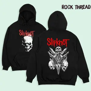 Retro Vintage Graphic White and Red Slipknot Hoodie, Double Print Side 90s Records Rock Cotton T-shirt and Sweatshirt, Music Tour Merch Gift for Him Gift For Her Y2K Clothing