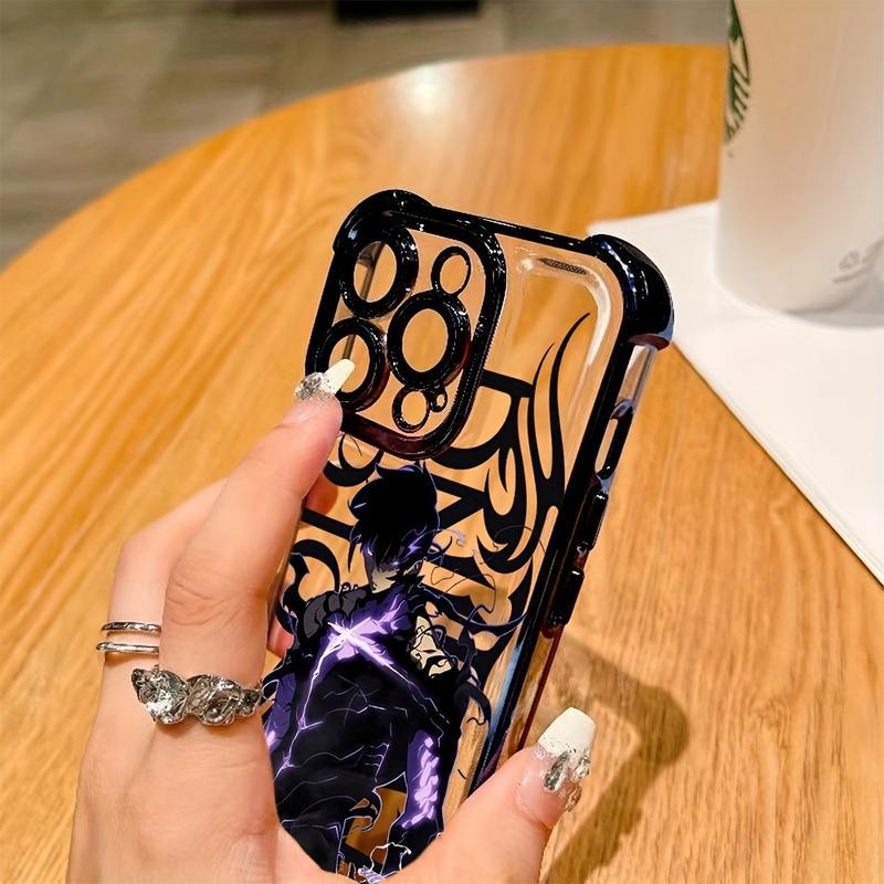 Solo Leveling Anime-Themed Protective Phone Case Compatible with iPhone 17/16/15/14/13/12/11 Pro Max/Plus, Featuring a Transparent Soft Back Design to Prevent Damage.