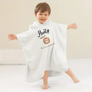 Baby Coral Fleece Hooded Towel, Super Soft and Absorbent, Warm Wrap-Around Design, Pure Color Simple Style, Fall Winter Bathing Gift