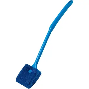 Aquarium Algae Scraper Double Sided Sponge Brush Cleaner Long Handle Fish Tank Scrubber for Glass Aquariums and Home Kitchen,15.4 inches (1)