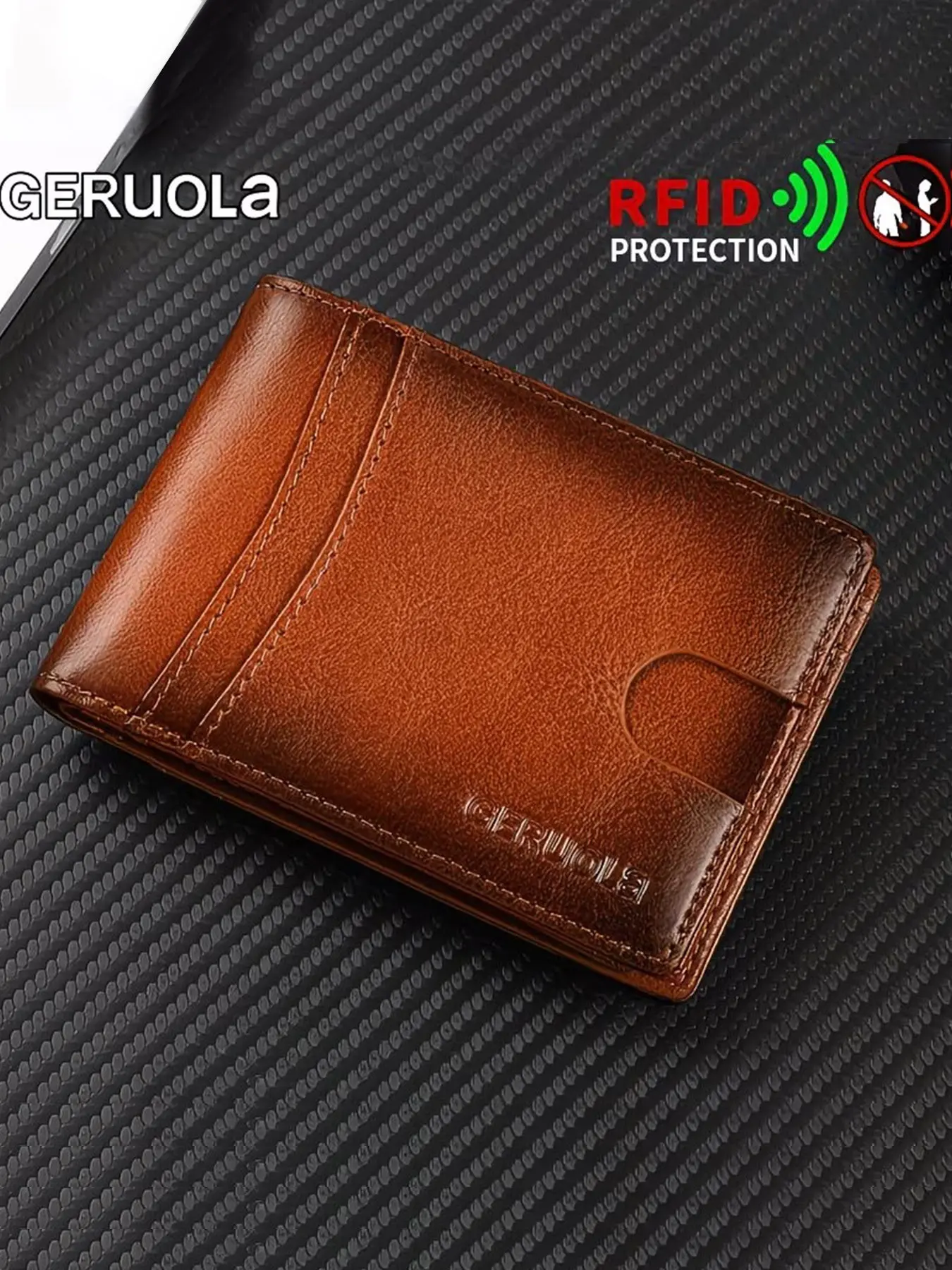 Ultra-Thin Vintage Leather Trifold Wallet, Men's Short Simple Multi-Functional Anti-Theft Card Holder, Polyester Lining, Ideal Gift, Rfid Trifold Wallet