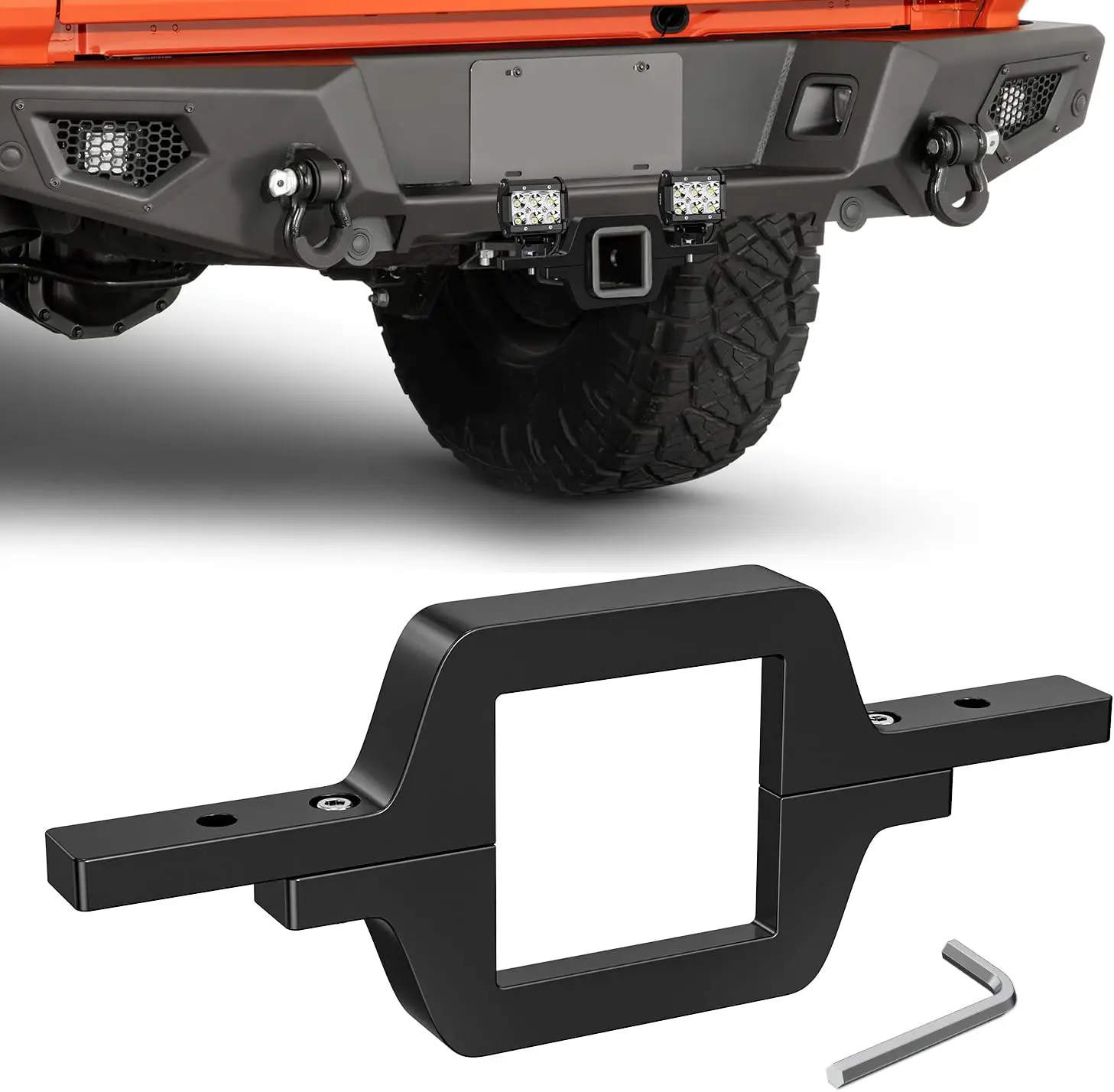 2.5 inch Towing Hitch Receiver Mount Bracket for Truck Trailer RV SUV Pick Up fit Dual LED Work Light Reverse Rear Back Up Off Road Lights(Towing Hitch Receiver Mount Bracket) Without Light