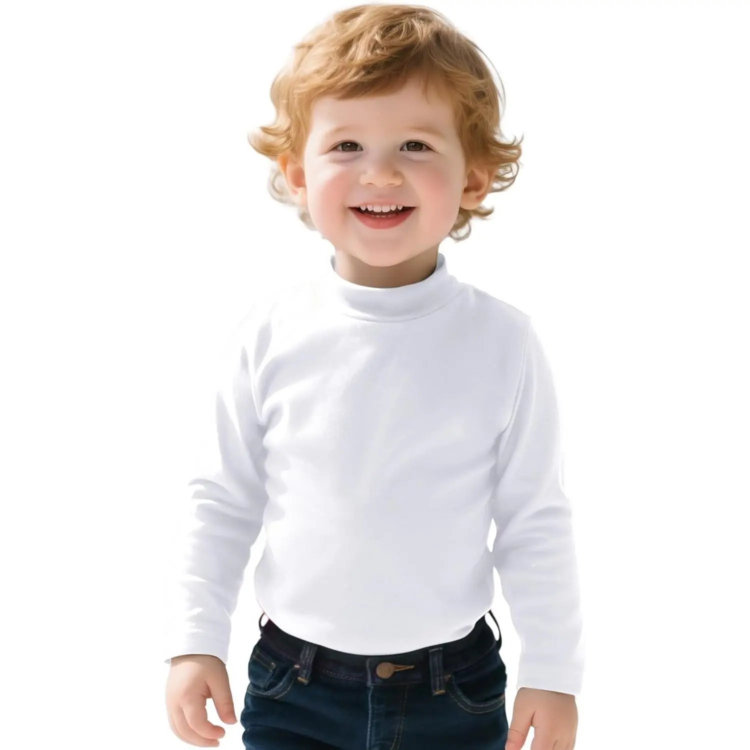 Toddler Boy Turtleneck T-Shirt Baby Boys Thermal Long Sleeve Shirt Cotton Tee Tops Size 18M-5T(Gift)
