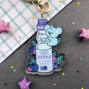 Drink Babies Acrylic Keychain, Koya's Blueberry Ramune Keychain, Cute Keyrings, Cute Drink Keyring, Drink Babies Keycharm, Kawaii Keychain Accessories