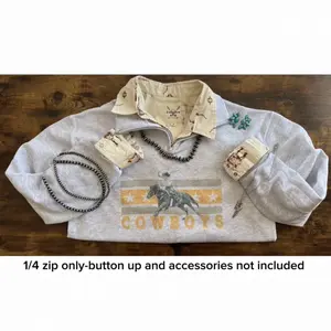 ‘Cowboys’ quarter zip western sweatshirt(button up not included) Classy Statement Everyday Fashion