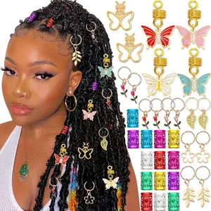 32 count  Butterfly Hair Braid Accessories - Colorful Charms, Rings, Beads, Clips, Cuffs for Hair Decoration and  for Women and Girls