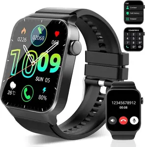 1.85” Smart Fitness Watch with Bluetooth Call, HD Full-Touch Display, 110+ Sports Modes, IP68 Waterproof, Long Battery Life, Health Tracking & Custom Watch Faces