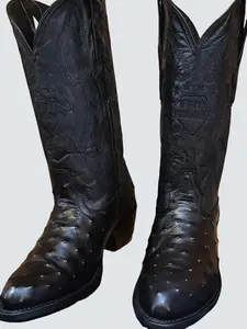 Black Ostrich impressed Leather Boots