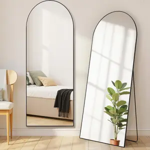 Arched Mirror Full Length, Upgraded 21"x64"  Wall Mirrors with Shatter-Proof Glass, Floor Standing,  or Leaning, Large Tall Arch Mirror with Stand  Alloy Frame