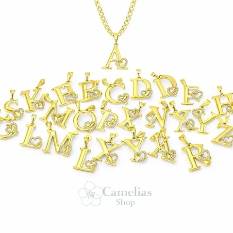 Cuban Chain Necklace with Initial Letter Pendant 20 Inches Long Personalized Jewelry Accessory