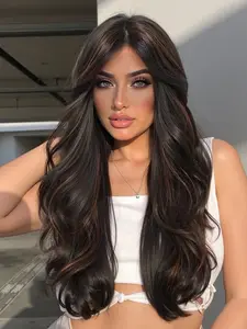 High-Quality 24 Inch Long Synthetic Wavy Curly Wig with Bangs, Synthetic Natural Looking, Natural Softness, Perfect for Daily Use, Christmas Bestseller