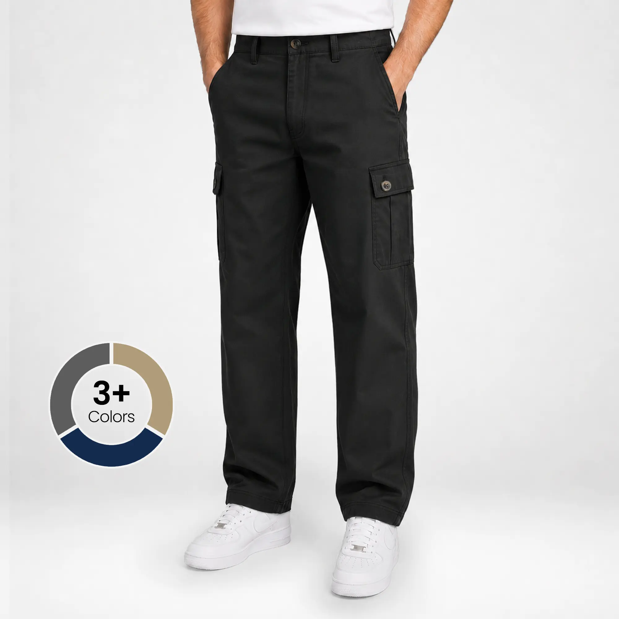NY Threads Men's Casual Plain Cargo Pants - Menswear, Relaxed Fit Belt-Equipped Cotton Fabric Pants for Hiking & Work, Multiple Pockets, Breathable, Classic, Outdoor, Stretch, Utility, Work Pants