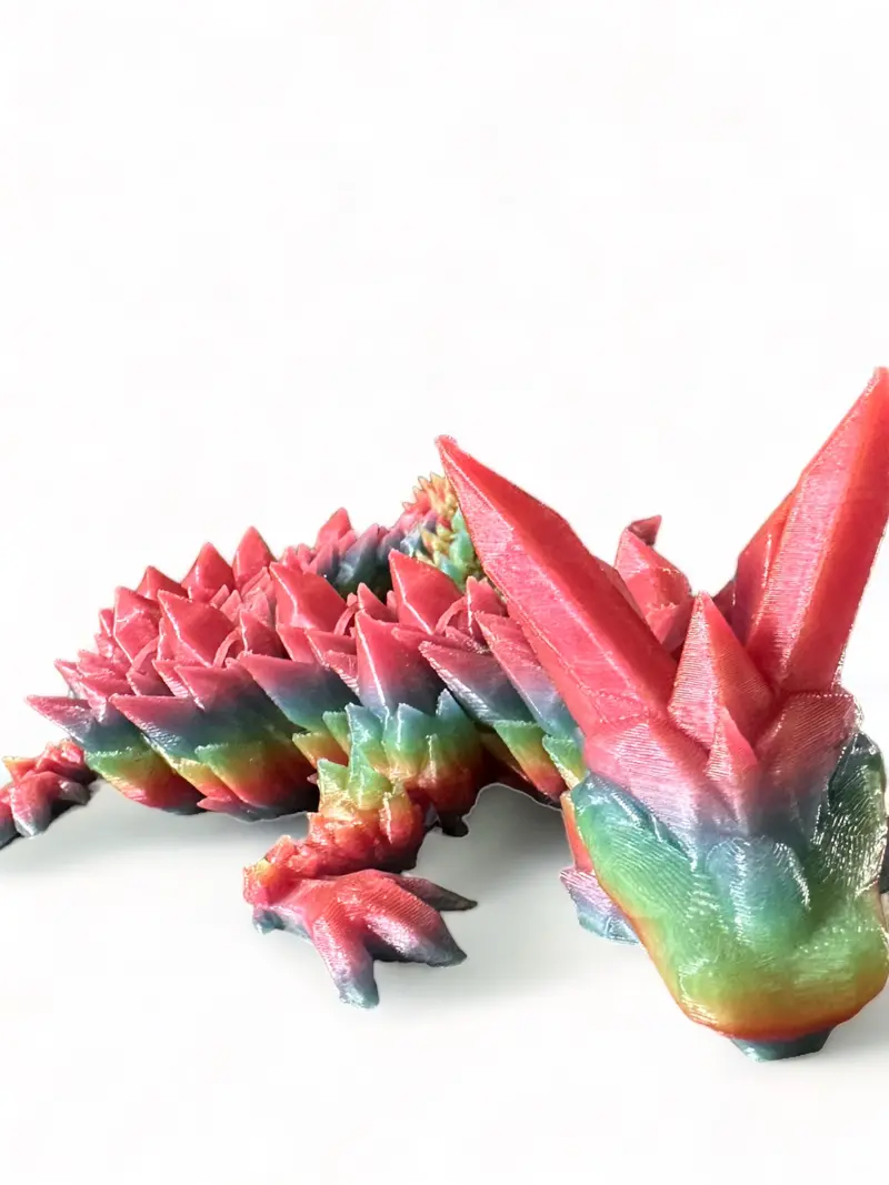 24" Crystal Dragon, Glow in the dark, Rainbow, Articulated Figurine Collectible