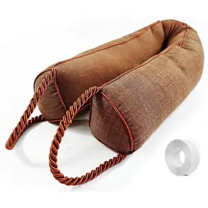 Door Draft Stopper-Weighted Door Draft Bottom Stripping Noise Blocker for Doors and Windows (Brown, 32 inch)