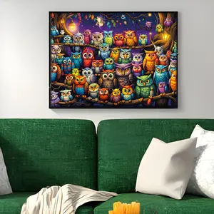 ToyVerse Owl Diamond Art Kit for Adults, Vibrant Cute Owl Diamond Painting Kits for Beginners, DIY Full Round Drill Diamond Dots with Gem Art for Home Wall Decor 14x14 inch