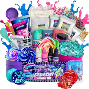 Galaxy Slime Kit for Kids – DIY Holiday Glow in The Dark Space Slime with 20+ Add-Ins for Boys & Girls Ages 8–12, Stocking Stuffer, Creative Toy Set
