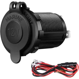 Cigarette Lighter Socket Car Marine Motorcycle ATV RV Lighter Socket Power Outlet Socket Receptacle 12V Waterproof Plug by ZHSMS