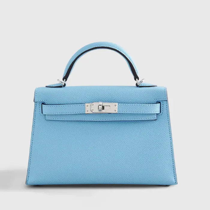 Pre-owned HERMÈS leather Handbags Hermes Kelly Sellier 20 Celeste Epsom Silver Hardware 4000018603893