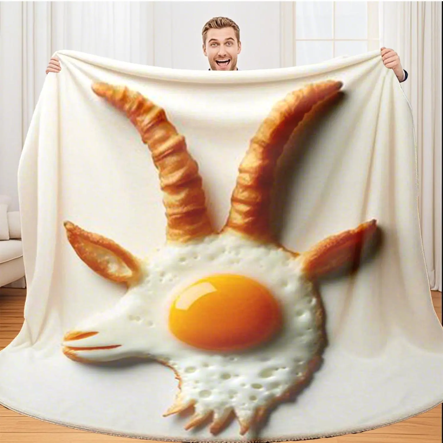 Cartoon Egg Pattern Blanket, 1 Count Thickened Soft Comfortable Throw Blanket, Cool Bedroom Bedside Blanket, Anti Slip Bottom Blanket for Home Living Room Bedroom