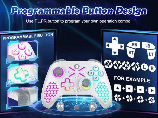Xbox One Wireless WIFI Controller RH-1025 for Xbox One/Series X|S Windows 10/11 with 2.4GHZ Game Joystick Hybrid D-Pad RGB Lighting Turbo Function 3.5mm Audio
