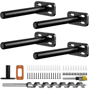 4pcs Wall Shelf Brackets Floating Shelf Bracket Hidden,Invisible Black Shelving Brackets Decorative Floating Shelf,Shelf Bracket(4"-4pcs)