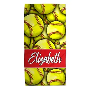 Personalized Softball Beach Towel for Kids - Durable & Comfortable - Custom Baseball Towel for Pool Day or Beach Trip - 30 x 60 Inches - Softball Birthday Gift