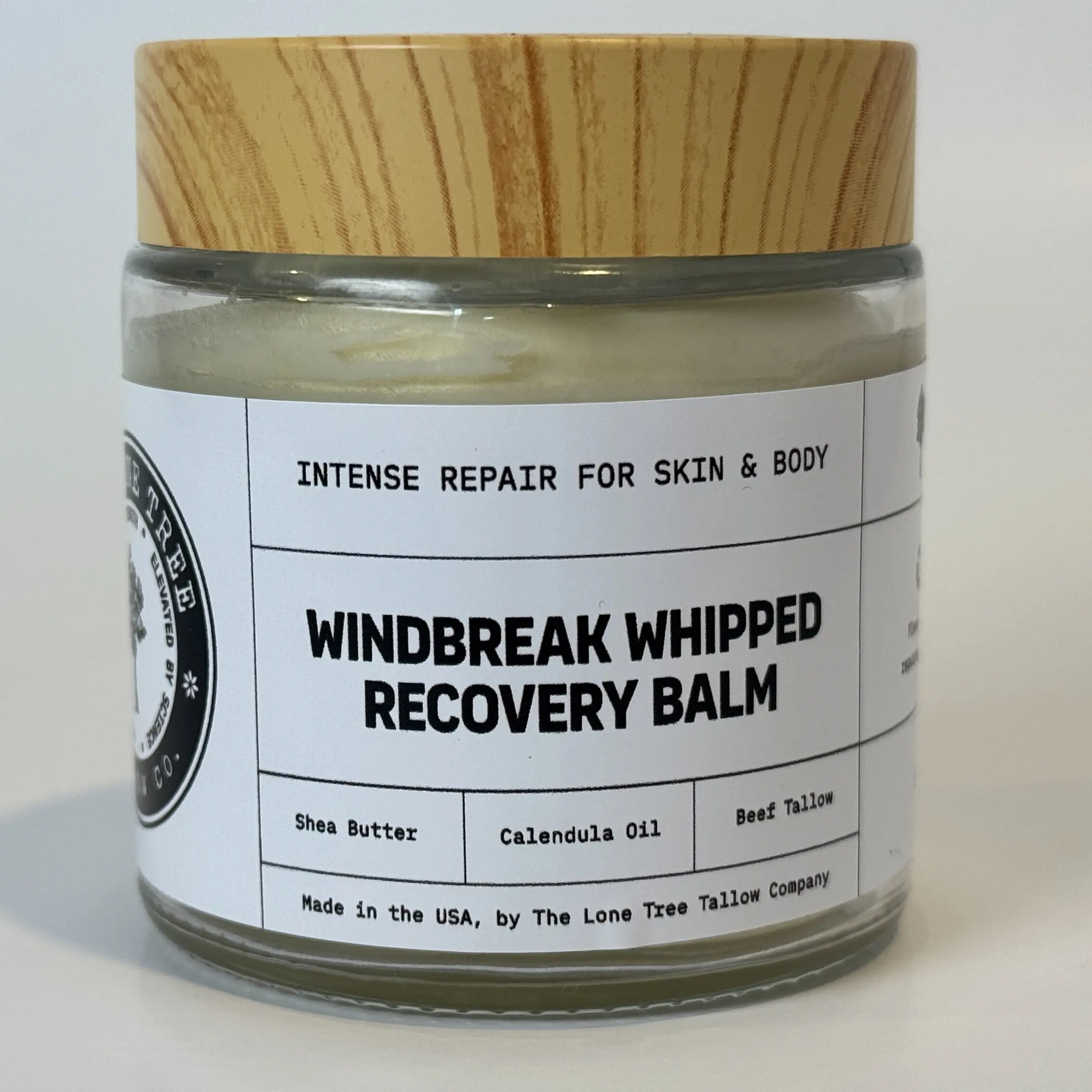Lone Tree Tallow Company Windbreak Whipped Recovery Balm 4 oz - Intense Repair for Skin & Body with Shea Butter & Calendula Oil for Windburn Protection & Hydration