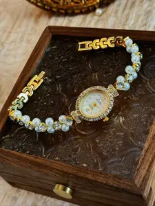 1 piece luxury pearl and rhinestone inlaid vintage fashion waterproof women's Rhinestone Wristwatch with oval mother of pearl dial, suitable for daily wear, party, Quartz Watches, Analog Watches, Fashionable Stylish Watch