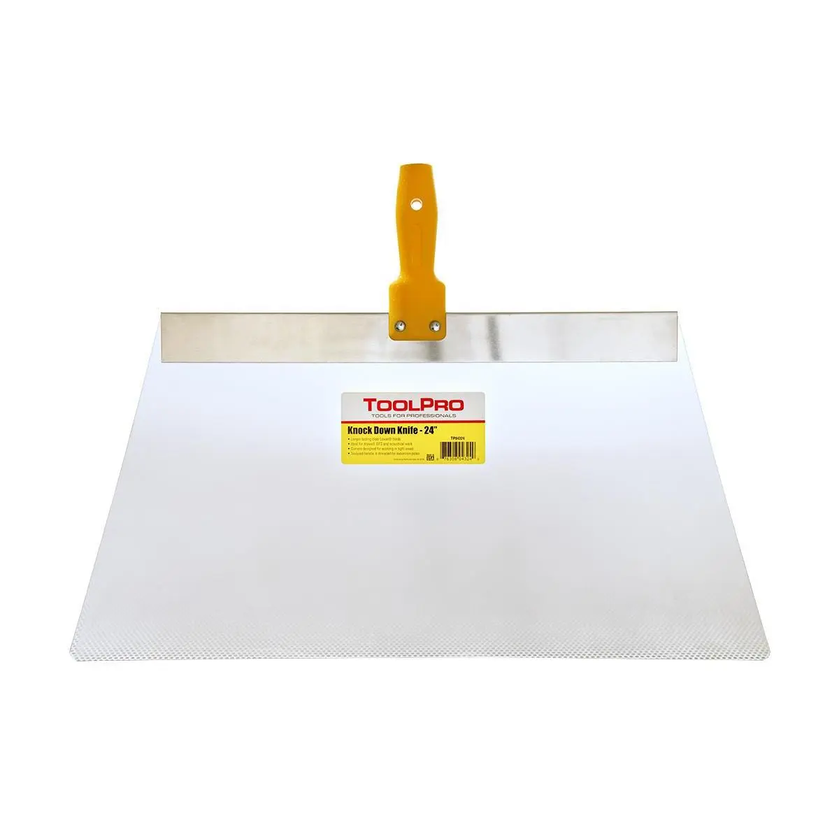 ToolPro 24 in. Professional Grade Drywall Finishing Knockdown Knife - Flexible Lexan Blade, Acute Corner Capability, Erases Trowel Lines, Easy to Clean, Durable, Extension Pole Compatible, Wall & Ceiling Texture Patterns, No Chatter Marks, Non-Retractable