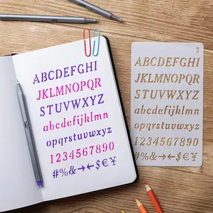 12 Pack Reusable Letter Stencils, 4 X 7 Inch Plastic Alphabet Number Stencils, DIY Art Craft Decoration Tools, Ideal for Drawing and Painting