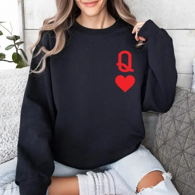 Queen of Hearts Sweatshirt, Red Queen, Alice in Wonderland, King of Hearts, Queen and King, Gıft for her, Valentine shirt