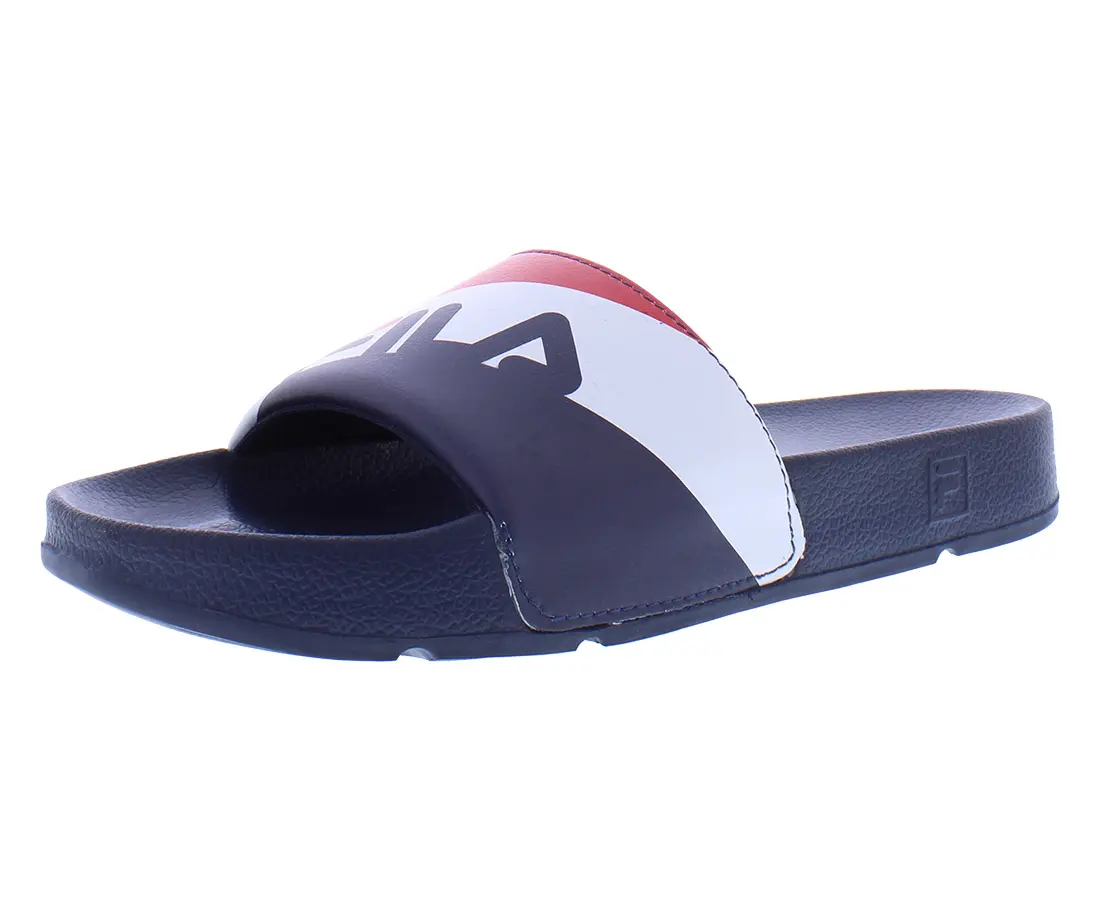 FILA Men's Drifter Rugby Slides, Casual Athletic Footwear Featuring a Classic Striped Strap and Comfortable Open Toe Design
