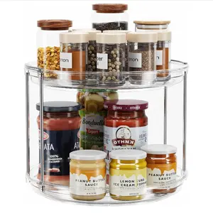 12in 2-Tier Lazy Susan Organizer, Large Rotating Turntable Spice Rack for Kitchen Cabinet, Pantry, Bathroom Vanity, Clear Home Storage Organizer