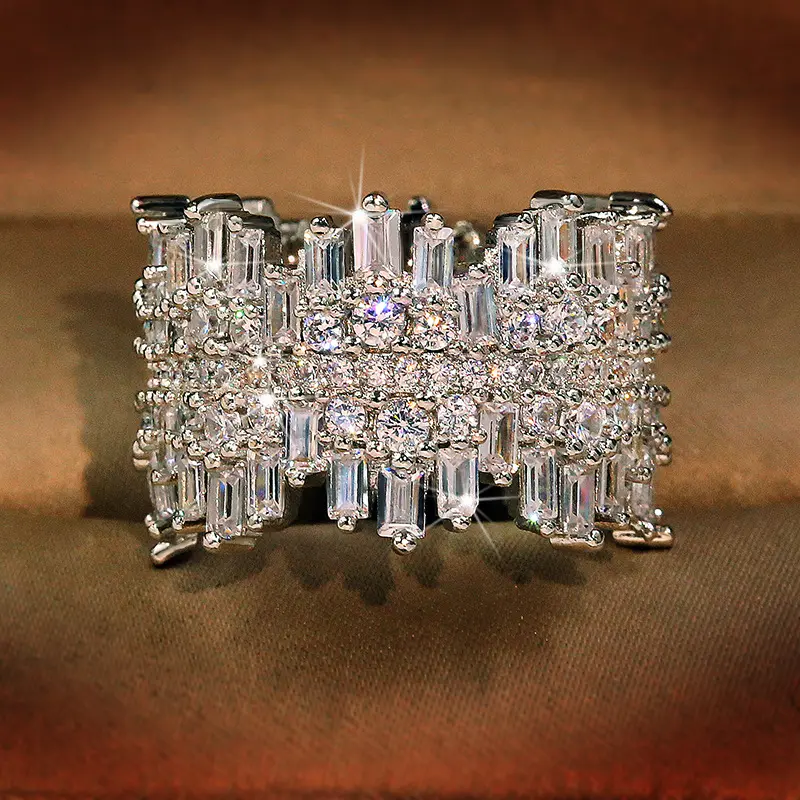 Women's Irregular Micro-Encrusted Pave Artificial Gemstone Ring - Luxury Cubic Zirconia Jewelry Accessory for European-American Style, Beautiful Sparkling Jewelry, Beautiful Rings, Sparkling Rings