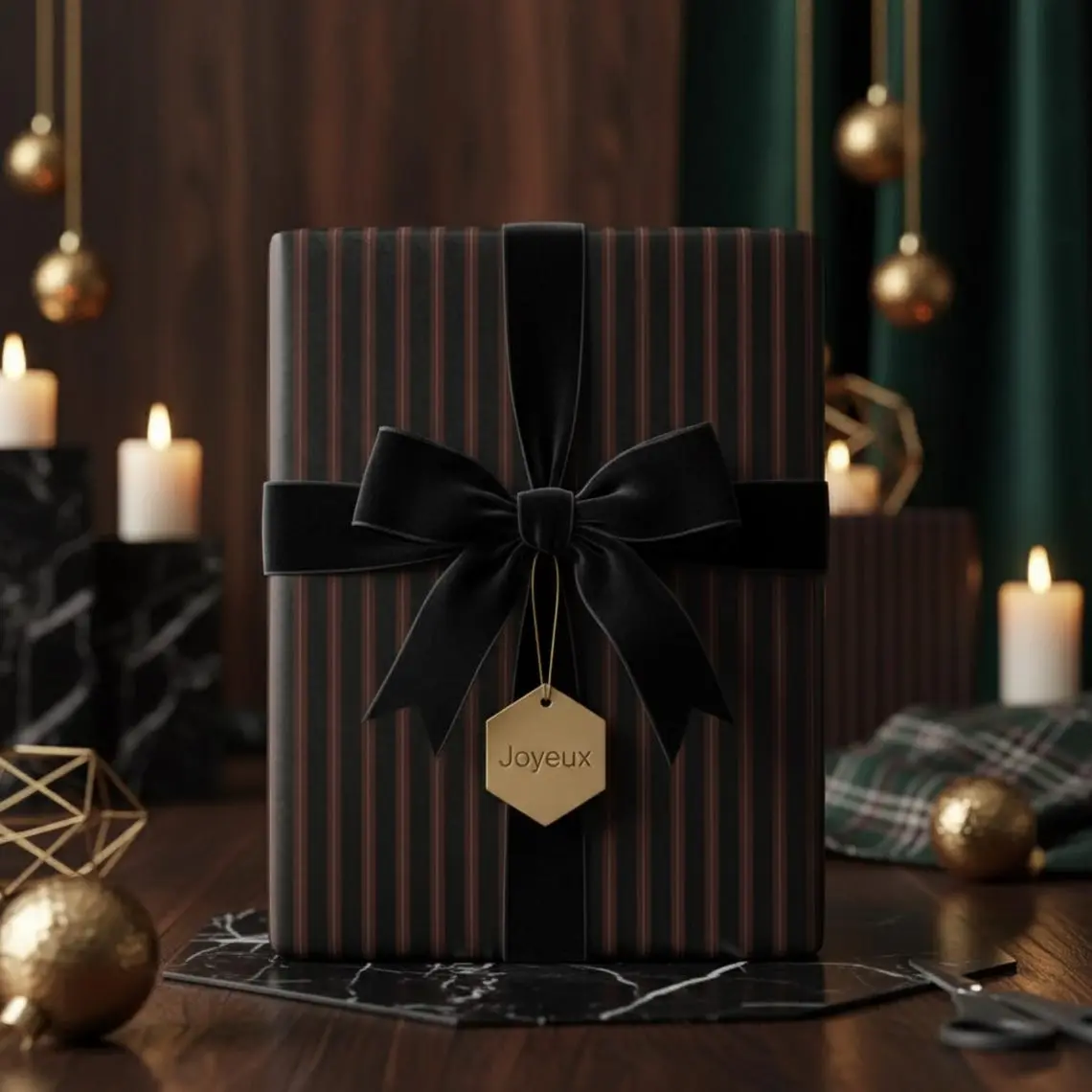 Black & Brown Stripe Gift Wrap: Elegant Modern Wrapping Paper