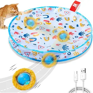 PAWHM Interactive Cat Toys, Fast Rolling Ball in Play Mat, Automatic Motion Activated Moving Ball Hide and Seek Game for Indoor Exercise Kicker