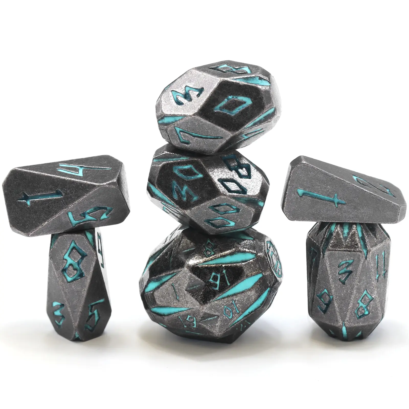 Unique Dice of 7 Metal Dice Set D and D Polyhedral DND Dice Set with Dice Box Unique Cool Stonehenge Themed Table Game Dice Set for Role Playing Game