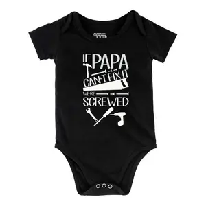 If Papa Can't Fix It We're Screwed Baby Bodysuit Funny Babys Short Sleeve Onesies Romper for Infant Newborn Boys Girls Soft Casual Outfit with Snap Closures for Easy Diaper Change