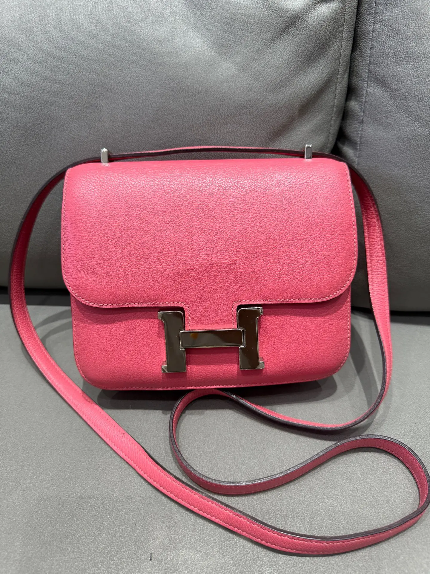 Pre-owned HERMÈS Constance Mini 19 Crossbody Shoulder Bag Lipstick Pink Women Classic