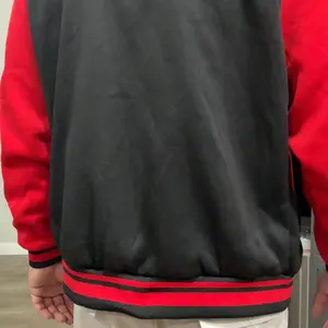 Men's Letter Print Baseball Collar Bomber Jacket, Loose Casual Sporty Long Sleeve Varsity Jacket for Fall & Winter, Men's Knit Outerwear for Daily Wear