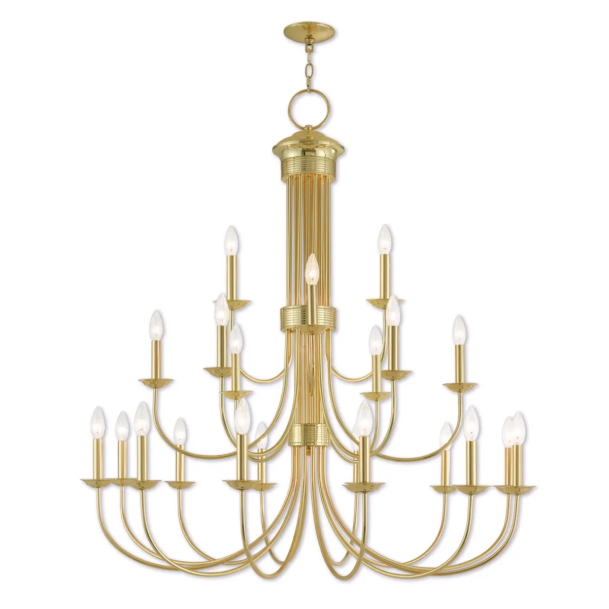 21 Light Polished Brass Foyer Chandelier with Steel base material