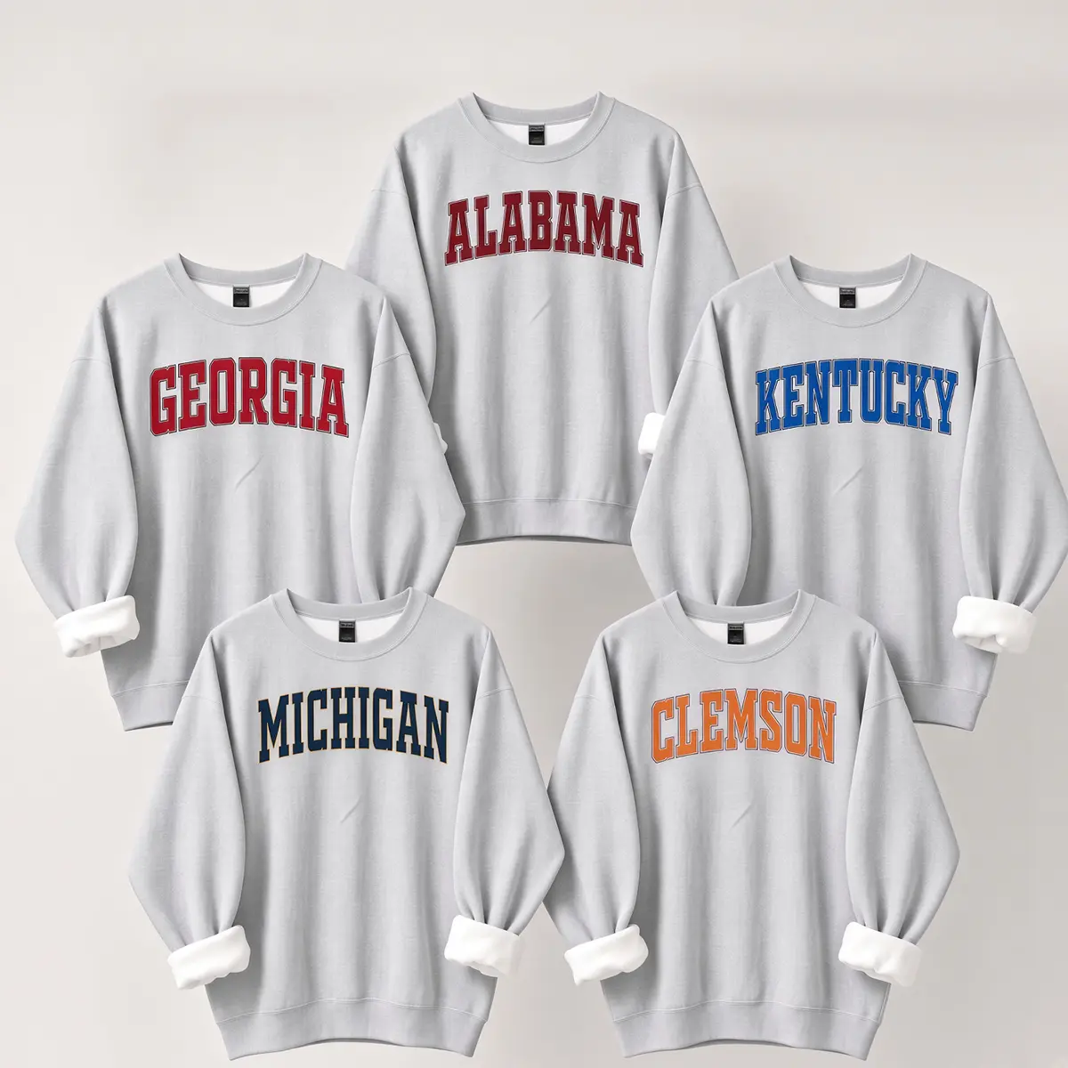 Vintage College Distressed Varsity College Sweatshirt – Sport Grey, unisex classic fleece pullover with a vintage athletic look – Unisex Gray Crewneck Oversized Fit