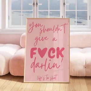 Motivational Quote Print – Minimalist Pink Poster, Trendy Living Room Decor, Pink Aesthetic Wall Art
