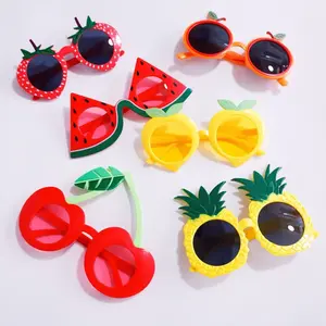 Hawaiian Fruit Party Glasses, Pineapple, Watermelon, Peach, Cherry, Strawberry, Fun Photo Booth Props, Beach Party, Cocktail Dance Party